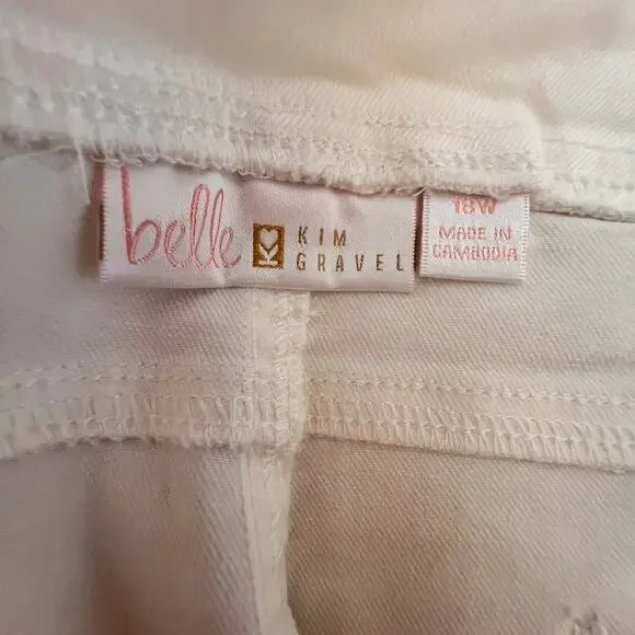 Kim Gravel Cream Straight Leg Pull On Stretch Pants 18 New - Picture 8 of 9